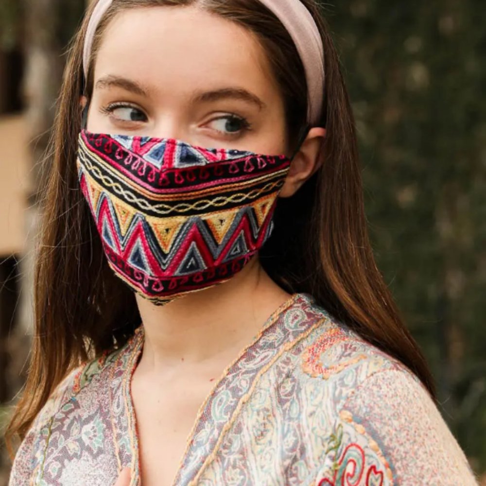 Zig Zag Embroidered Face Mask